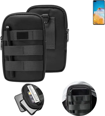 Produktbild von K-S-Trade Holster Gürtel Tasche kompatibel mit Huawei P40 Handy Tasche Schutz Hülle dunkel-grau viele Fächer, 1x