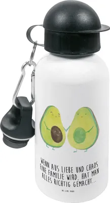 Produktbild von Mr. & Mrs. Panda Trinkflasche Avocado Pärchen - Weiß - Geschenk, Liebe, Wasserflasche, für den Kindergarten, Geburt, Kinder, Kinderflasche, Avocados