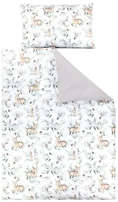 Produktbild von TupTam Kinder Bettwäsche Gemustert 2-Teilig Wendebettwäsche, Farbe: Hasen / Rehe im Laub, Größe: 120x90 cm