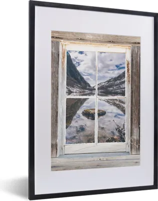Produktbild von MuchoWow® Gerahmtes Poster Aussicht - Berg - Wasser 30x40 cm - Poster mit Schwarzem Bilderrahmen Wandposter Rahmen Foto Bilder - Wandposter Schlafzimmer