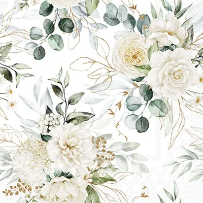Produktbild von Servietten 25x25 cm - Eucalyptus and roses