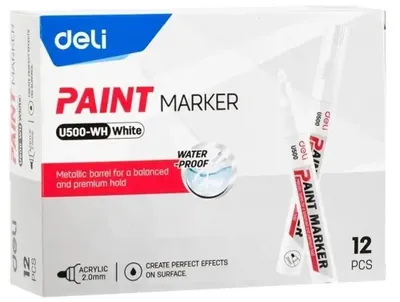 Obrázok produktu pre Olejová fixka 2 mm, biela (12 ks) DELI