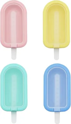 Produktbild von Stapelbare 4-teilige Eisformen, Einheitsgröße, Rosa, Gelb, Grün und Blau
