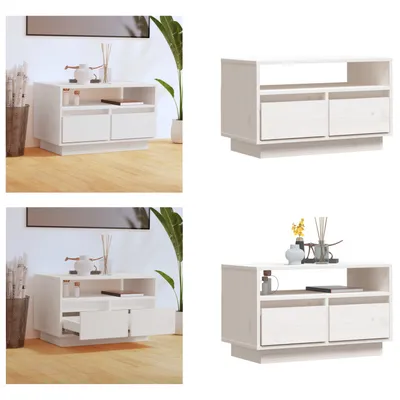 Produktbild von vidaXL TV Schrank Weiß 60x35x37 cm Massivholz Kiefer - TV-Schrank - TV-Schränke - Lowboard - Stereo Schrank