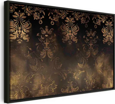 Produktbild von Italienischer Leinwand Leinwandbild - Baroque Ornaments in Patinated Gold and Browns: Retro Motif 90x60 cm Muster f-H-10017-b-a