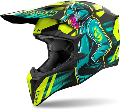 Produktbild von Airoh Wraaap Cyber Motocross Helm, gelb/blau, L (59/60)