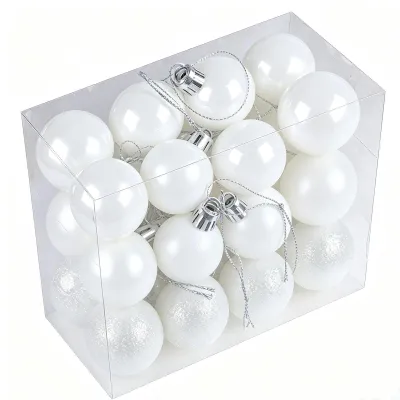 Weihnachtskugeln 24er Set, weiß, 3 cm, matt & glitzernd, unzerbrechlich