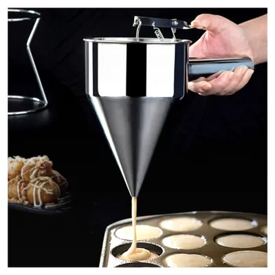 Produktbild von Edelstahl-Backtrichter für Kuchen und Desserts, Pfannkuchen- und Waffelteigspender, Takoyaki-Maschine für die Küchenbäckerei