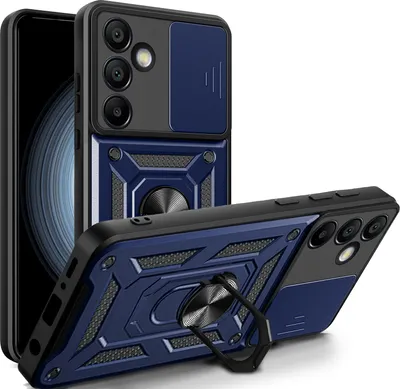 Produktbild von Outdoor Panzer Hülle für Samsung Galaxy S24 FE mit Kameraschutz Ringhalter Bumper in Blau