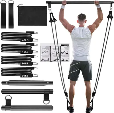 Obrázok produktu pre INF Pilates Bar Kit s odporovými gumami - vybavenie pre domácu telocvičňu