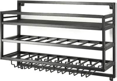 Obrázok produktu pre Kobolo stojan na víno MALBEC 80x25x55cm kovový - nábytok bar obývacia izba kancelária stojan na víno stojan na pivo stojan na pivové fľaše stojaca skrinka dekorácia stena