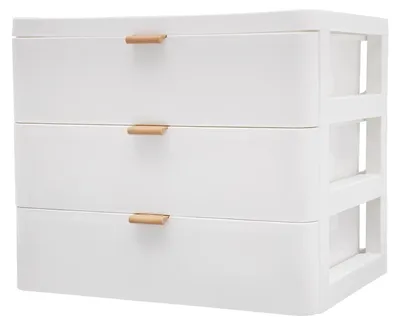 Image de Organisateur de bureau - Boîte de rangement avec 3 tiroirs + étagère - Grande capacité - Plastique PP - Capacité de charge d'environ 5 kg - Pour bureau et maison - Blanc