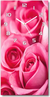 Immagine prodotto di Orologio da parete in vetro – 30x60 cm - Quadro in vetro - Orologio in vetro - Vetro temperato - Rose rosa