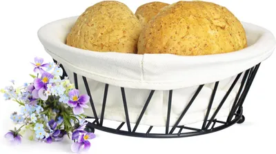 Produktbild von Brotkorb aus Metall mit Stofftasche Brötchenkorb Gebäckschale Obstkorb