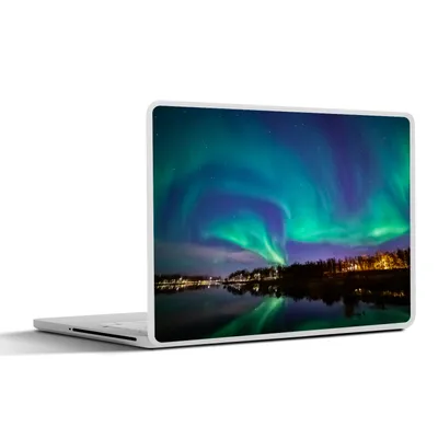 Produktbild von MuchoWow® Laptop Aufkleber Sticker Cover Nordlichter - Wasser - Reflexion - Norwegen 31x22.5 cm - Laptop-Deko