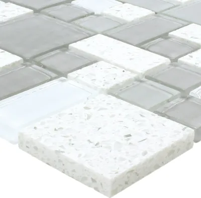Produktbild von Glas Naturstein Mosaikfliesen Lauria Weiß Verbund