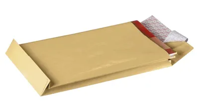 Produktbild von Faltentaschen Recycling - B4, ohne Fenster, 20 mm-Falte, Klotzboden, haftklebend, 130 g/qm, braun, 10 Stück, 1 St.
