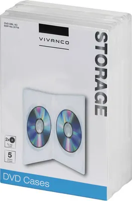 Produktbild von VIVanco™CD DVD Doppel Case kompatibel mit allen Discs, robuste Schutzhülle für je 2 CDs oder DVDs,5er Pack
