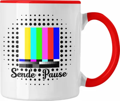 Produktbild von Trendation - Sendepause Tasse Geschenk 90er Jahre 80er Jahre Fan Geschenkidee (Rot)