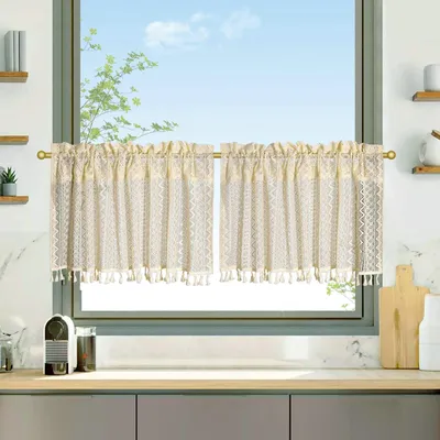 Produktbild von Kurze Boho Gardinen - Set aus 2 für Fensterdekoration