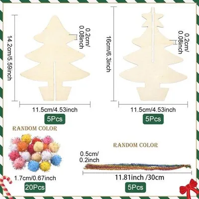 Productafbeelding van 3D Houten Kerstbomen voor DIY Decoratie