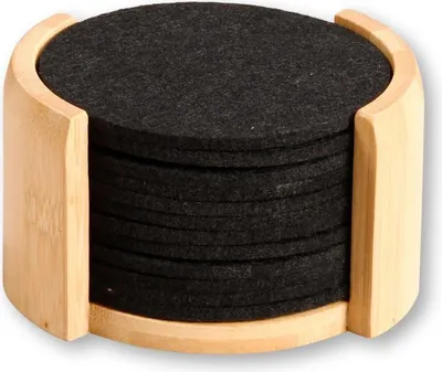 Image de KESPER Sous-verres 12 pcs, ø 10 cm, bambou/feutre, noir KESPER 58747
