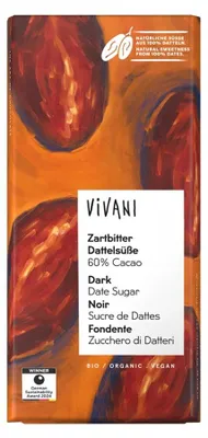 Produktbild von Zartbitter Dattelsüße - 60% Cacao 80g