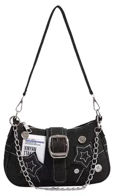Productafbeelding van Dames Schoudertas - Y2K Stijl - Zwart - M