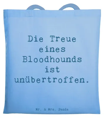 Produktbild von Mr. & Mrs. Panda Tote Bag Spruch Bloodhound Treue - Sky Blue - Geschenk, Schultasche, Hunderassen, Beutel, Spürhund, Beschreibung, Laptoptasche, Hundezucht, Abenteuer