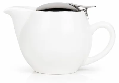 Teekanne 350 ml mit Filter, Keramik, für losen Tee, Weiß