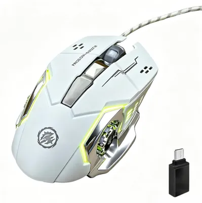 Zdjęcie produktu dla Przewodowa mysz gamingowa z podświetleniem RGB, ergonomiczna konstrukcja, rozdzielczość 1200-2400-3600 dpi, przeznaczona do komputerów PC i laptopów