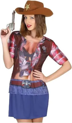 Produktbild von Atosa Cowgirl-t-shirt-kostüm Mehrfarbig XS-S Mehrfarbig XS-S