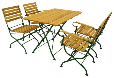 Produktbild von Garnitur Sitzgruppe 999005F 5teilig Flachstahl dunkelgrün Robinienholz