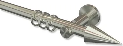 Produktbild von Interdeco Gardinenstange, Vorhangstange Edelstahl-Optik Modell Platon Savio, 20 mm Ø 1-läufig, 180 cm