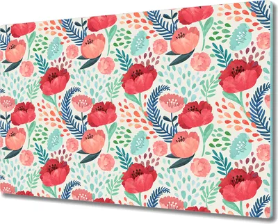 Produktbild von Glas-Herdabdeckplatte Glaskeramikkochfeld-Abdeckung Spritzschutz - 80x52 cm - Mohnblumen Vintage