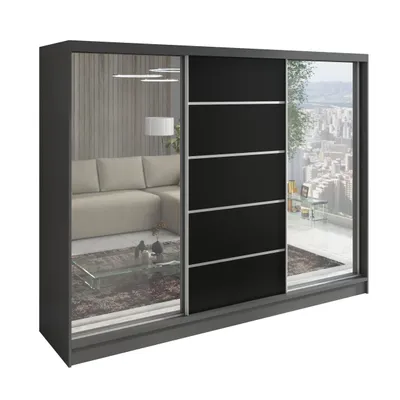 Produktbild von Schwebetürenschrank TARO 3-türiger Kleiderschrank mit 3 Spiegeln, Kleiderstangen – Funktionalität und Eleganz!