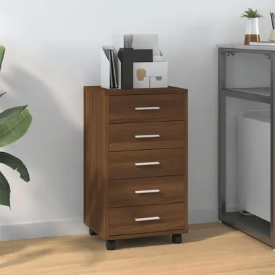Produktbild von vidaXL Zásuvková skrinka s kolieskami Hnedý dubový materiál