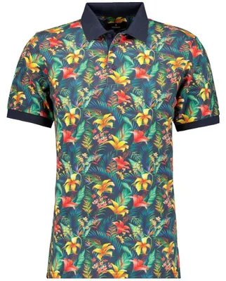Ragman Piqué-Poloshirt mit Alloverprint 366293 in blau