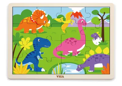 Zdjęcie produktu dla Drewniane puzzle 16 elementów - dinozaury