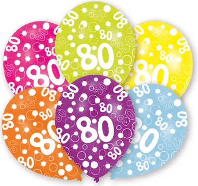 Produktbild von amscan Luftballons Zahl 80 bunt Ø27,5cm 6 Stück