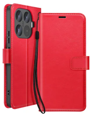 Produktbild von Mayaxess, Geldbörsen Hülle für Xiaomi 17T mit Handschlaufe und Standfunktion, Rot