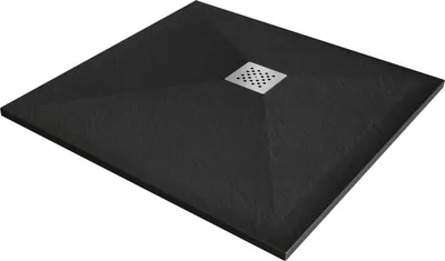 Produktbild von Mexen Stone+ Quadratische Duschwanne aus Verbundwerkstoff 100 x 100 cm, Schwarz - 44701010
