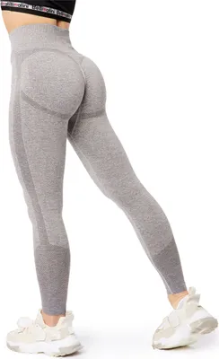Produktbild von Bellivalini Sport Leggings Damen High Waist Push Up Scrunch Fitness  BLV50-254 (Hellgrau Melange, L)