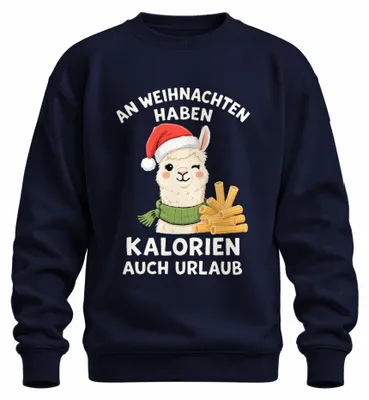 Produktbild von An Weihnachten Haben Kalorien Urlaub Alpaka Lama Nudeln Sweatshirt Pullover, Navy, XXL