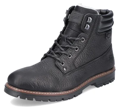 Image de Bottes à lacets Rieker - Noir profond Cuir lisse Taille : 42 Normal