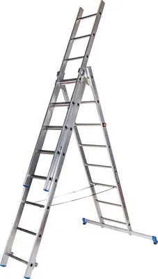 Produktbild von WERNER Mehrzweckleiter Anlege-Steh-oder Schiebeleiter Aluminium 3-teilig 3 x 8 Sprossen Arbeitshöhe 5,2 m