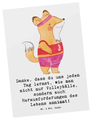 Produktbild von Mr. & Mrs. Panda Postkarte Volleyball Trainerin Inspiration - Weiß - Geschenk, Danksagung, Postkarten, Ansichtskarte, bildkarte, Motivation, Grußkarte, Ansichtskarten