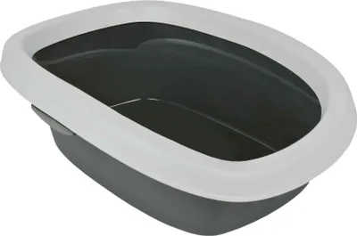 Produktbild von Trixie Katzentoilette Carlo mit Rand, Gr. 1: 31 × 14 × 43 cm, grau/hellgrau