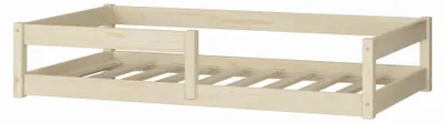 Obrázek produktu pro Podlahová postel 200x90 Nordi – přírodní dřevo Montessori, dětská postel s bočnicí
