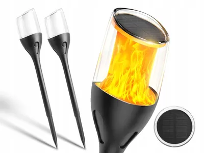 Produktbild von LED Plus 2x Solar Erdspießleuchte Flammen-Effekt Gartenlicht